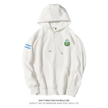 阿根廷國家隊世界杯足球運動訓練服連帽長袖套頭衛衣寬松休閑春秋