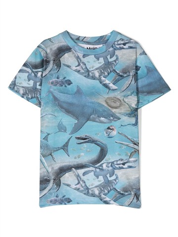 Molo - graphic-print cotton t-shirt - kids - Organic Cotton - 140 - Blue
