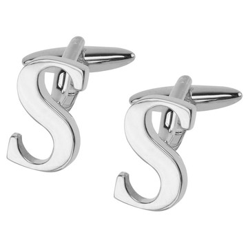 銀色字母S袖扣