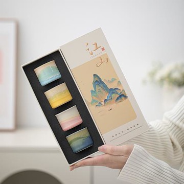 【錦繡山河】四色杯禮盒裝故宮文創國潮陶瓷杯送長輩父母禮品高定