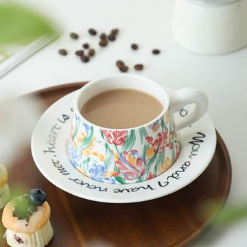 郁金香咖啡杯套裝高顏值隨手禮杯子伴手禮創意陶瓷杯碟禮盒套裝
