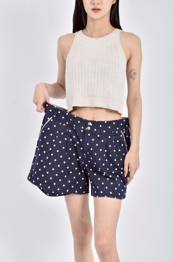 (XL) dita高腰質感點點深藍色短褲