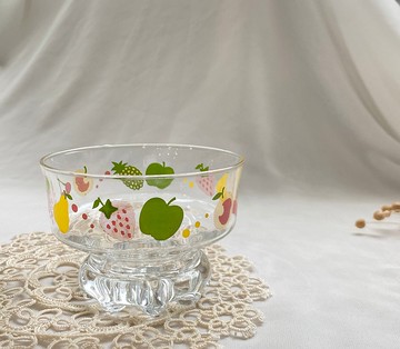 【好日戀物】台灣透明玻璃水果繽紛冰淇淋甜點杯點心杯高腳杯古物