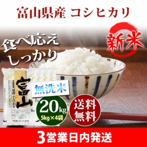 新米 米 無洗米 20kg 富山県産 コシヒカリ 5kg×4袋 令和5年産 お米 20kg 送料無料 北海道・沖縄配送不可 クーポン対象 20キロ 安い