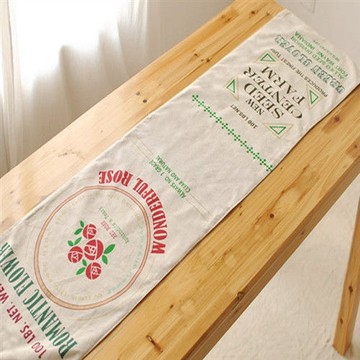 【協貿】時尚簡約百搭玫瑰花字母亞麻桌旗