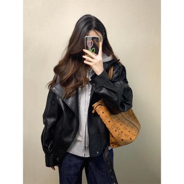 質感無敵內膽羽絨皮衣女黑色短款2025年新款皮衣外套羽絨內膽棉襖