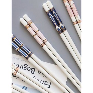 10雙禮品陶瓷筷子套裝家用歐式奢華防潮防霉防滑耐高溫象牙瓷筷子