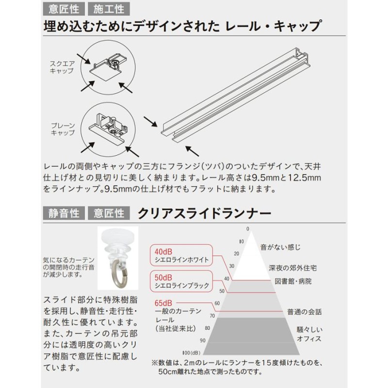 カーテンレール シエロライン シングル天井付けウェーブスタイル用