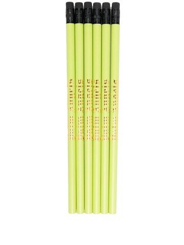 Palm Angels - logo print pencil set of six - unisex - Wood - One Size - Green