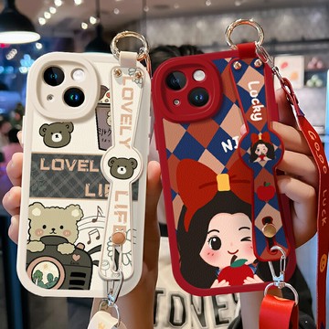 免運~奶茶熊適用蘋果15手機殼iPhone15promax新款女12pro全包13mini可斜挎11pro防摔xs掛繩8p