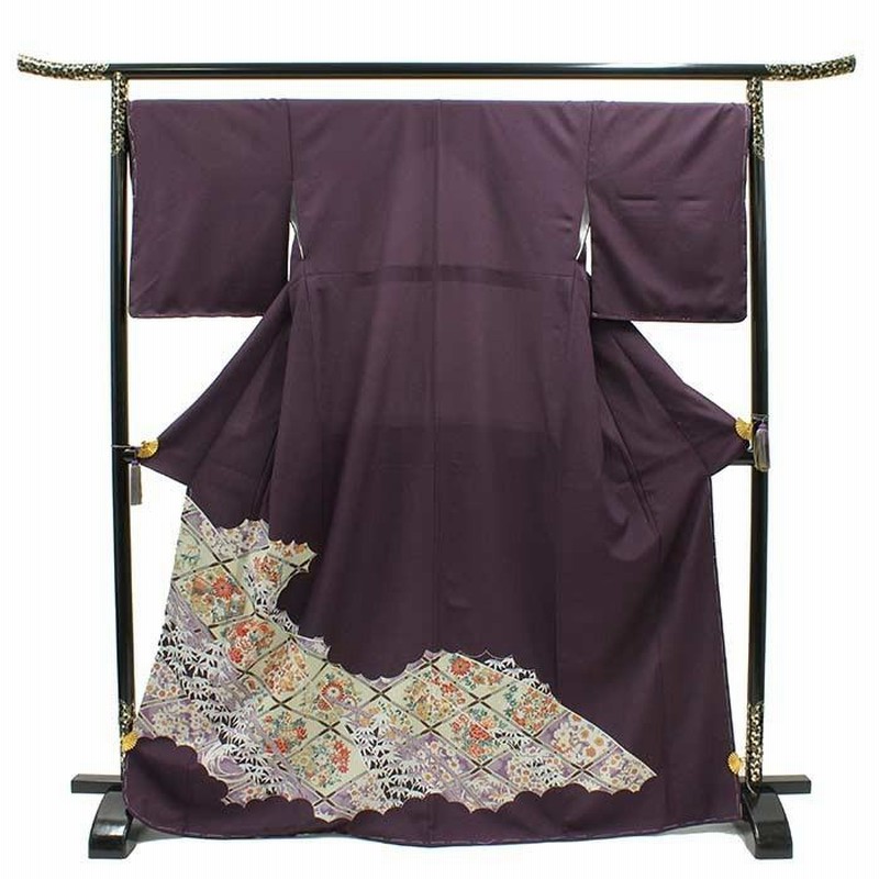 色留袖の白生地 寿光織 雲取菱華文 レディース 色留袖 単品 深紫茶 菱