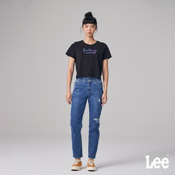 Lee 女款 422 高腰標準直筒牛仔褲 中深藍洗水｜Modern