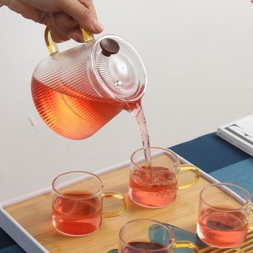 玻璃茶壺耐高溫過濾泡茶壺茶水分離家用燒水壺加厚水果花茶壺套裝