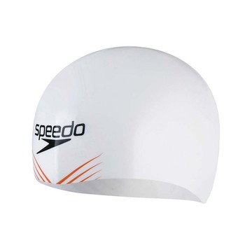 SPEEDO 成人競技矽膠泳帽-游泳 戲水 海邊 沙灘 SD808216F931 橘白黑