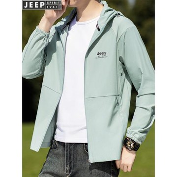 吉普防曬衣男連帽外套2025夏季薄款透氣防曬服戶外休閑運動皮膚衣