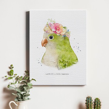 綠/藍和尚鸚鵡/畫布/無框畫/裝飾/擺飾/送禮/紀念品