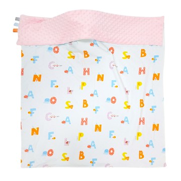 PiYOPiYO 黃色小鴨 雙面安撫逗趣毯 表層柔軟觸覺顆粒 84 x 115cm  粉色