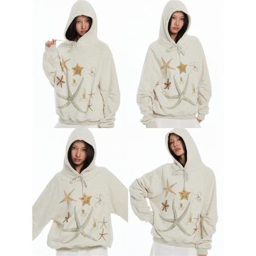 幸運海星系列THELIGHT米花灰色連帽衛衣秋冬加絨保暖原創寬松慵懶