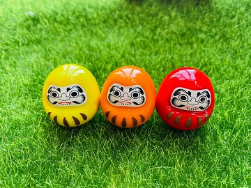 可愛日本達摩 不倒翁 福神 擺飾 玻璃 達摩