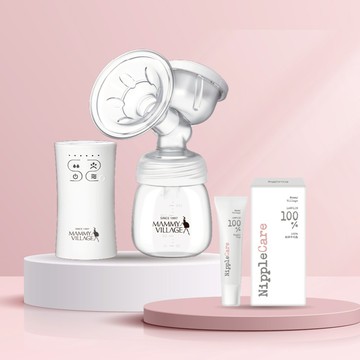 哺乳媽咪神隊友【六甲村Mammy village】Mini-Milker 輕手感電動吸乳器+100%純淨羊毛脂 98893+25678 哺乳 按摩 吸乳 親餵 保濕 新手媽咪 寶寶