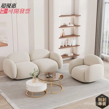 【工廠直銷~可開發票】科技布 家用小戶型 沙髮 臥室 客廳現代 網紅奶油風雙人接待布藝小沙髮 5FOD