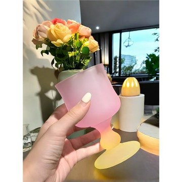 粉色春日暖陽酒杯氛圍感高顏值家用中古風威士忌飲品杯個性創意