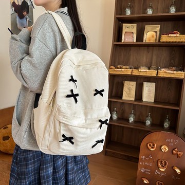 免運🏆大容量雙肩包大學生背包可愛日係百搭ins蝴蝶結少女書包小衆防水 後背包 背包 雙肩包 學生書包大學生 DWMM