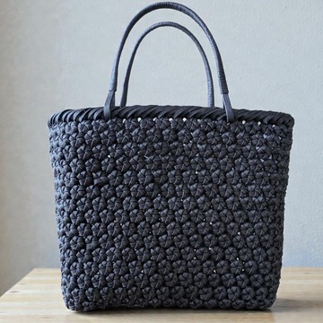 萬用黑色手編緞帶托特包　籃型　黑色　簡約風　 晚宴派對　新年