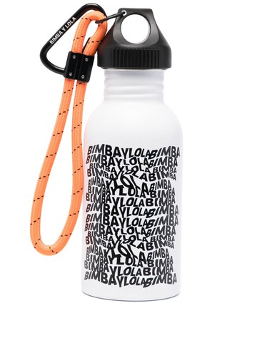 Bimba y Lola - logo-print stainless steel bottle - women - Aluminium/Polyester/Polypropylene - One Size - White