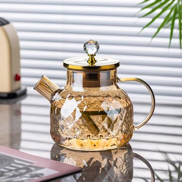 冷水壺玻璃杯套裝家用大容量高顏值不銹鋼蓋水壺耐高溫帶把泡茶杯