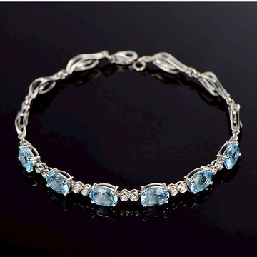 隔日到貨 海藍寶石 手鏈 S925銀 水晶 保色處理 手鍊 愛在雨過天晴時X039