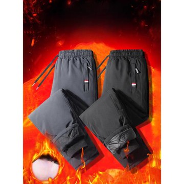 保暖棉褲冬季加絨加厚褲子男外穿寬松純色大碼長褲防風御寒休閑褲