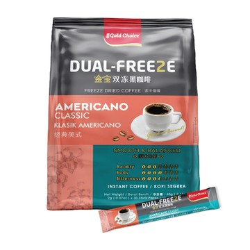 馬來西亞金寶 雙凍黑咖啡經典美式(2gx30包/袋)x5袋