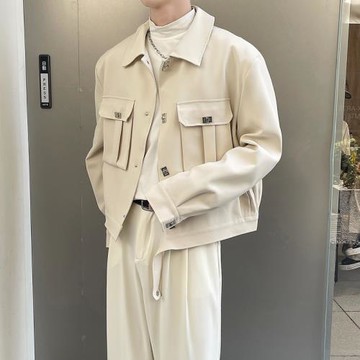 英倫雅痞男裝輕熟風短款墊肩外套男設計感小眾春秋季痞帥潮牌夾克