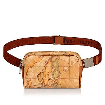 Alviero Martini 經典方型胸/腰包 隨身包款 19cm-地圖黃 春節 情人節