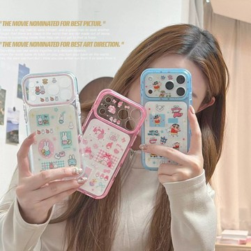 ins小紅書 可愛甜美少女 美樂蒂 米菲兔 小新 iPhone 17 16 15 Pro max 手機殼 全包保護貝殼紋