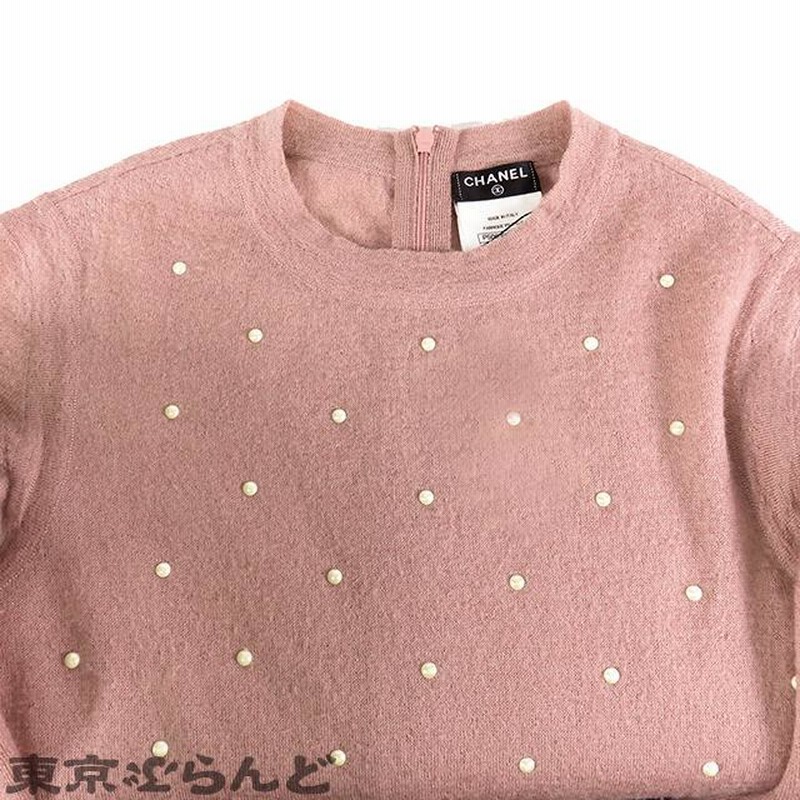 【CHANEL】COCOマーク　カシミア　ペールピンク　ニット CHANEL】COCOマークカシミアペールピンクニット