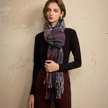 【追加到貨】SO NICE 英倫格紋流蘇保暖圍巾