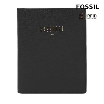 【FOSSIL 官方旗艦館】Travel 真皮RFID護照夾-黑色 SLG1499001