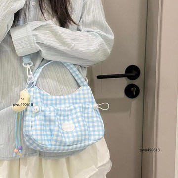 ✨臺灣出貨 2026新款韓系軟fufu格子包 少女心單肩斜挎包百搭通勤外出小包包