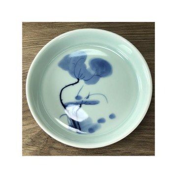 景德鎮陶瓷青花手繪荷花5.5英寸小菜碟圓形壺承中式復古風托盤子