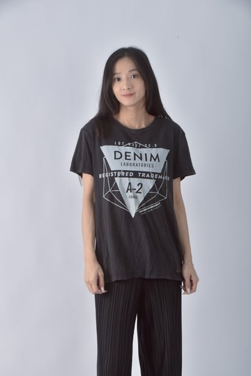 (M) edc印花灰色短袖上衣