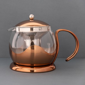 《La Cafetiere》玻璃濾茶壺-銅1.2L-- 泡茶 下午茶 茶具