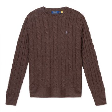 Polo Ralph Lauren RL 熱銷刺繡小馬麻花毛衣-咖啡色