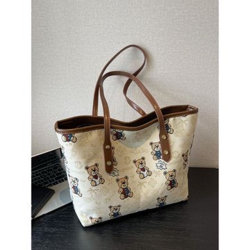 大容量包包女2025新款時尚印花小熊托特包高級感洋氣通勤單肩大包