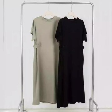 【LANNI 藍尼】★寬鬆收腰直筒連身裙(女裝/洋裝/套裝/長版上衣/連身裙)