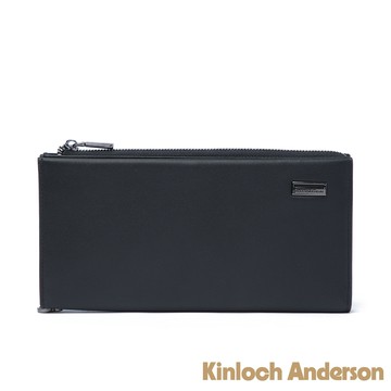 【金安德森】個性主宰 橫式磁扣拉鍊長夾-黑色