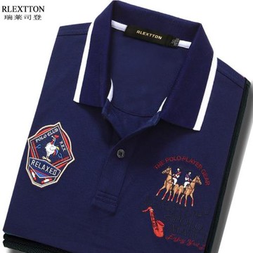 品牌男裝短袖翻領T恤男公雞POLO衫全棉有領帶領T半袖高檔上衣高端