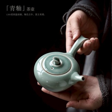尚巖陶瓷側把茶壺簡約現代家用過濾單壺日式功夫茶具泡茶壺側把壺