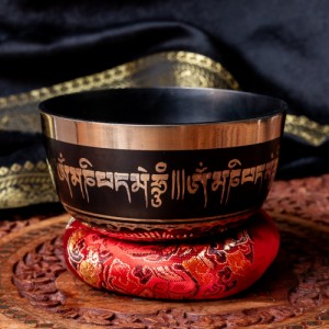  高音質ブラックシンギングボウル 470g(スティック付属)   シンギングボール ネパール 楽器 仏教 瞑想